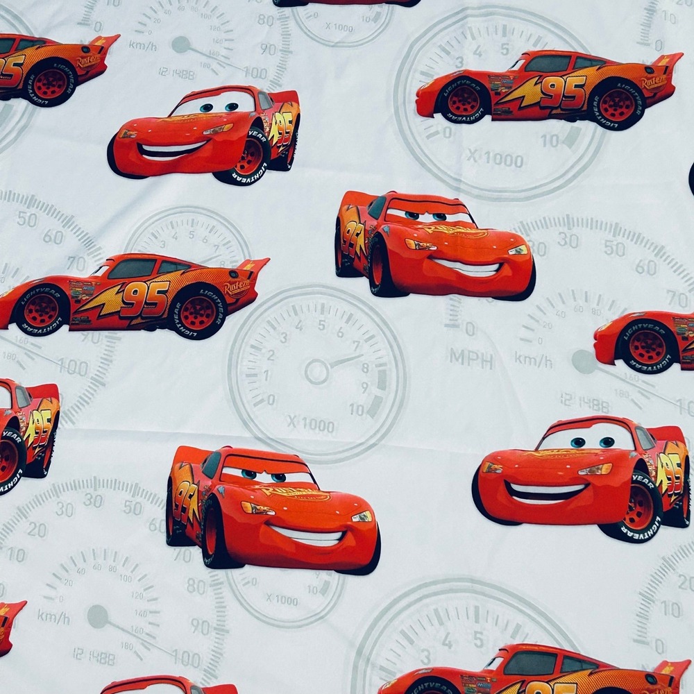 Disney Pixar Cars 3 Lightning McQueen Full Flat Sheet Fabric Jay Franco Racing